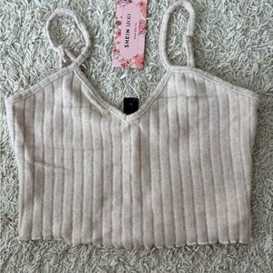 SHEIN Beige Ribbed Crop Top